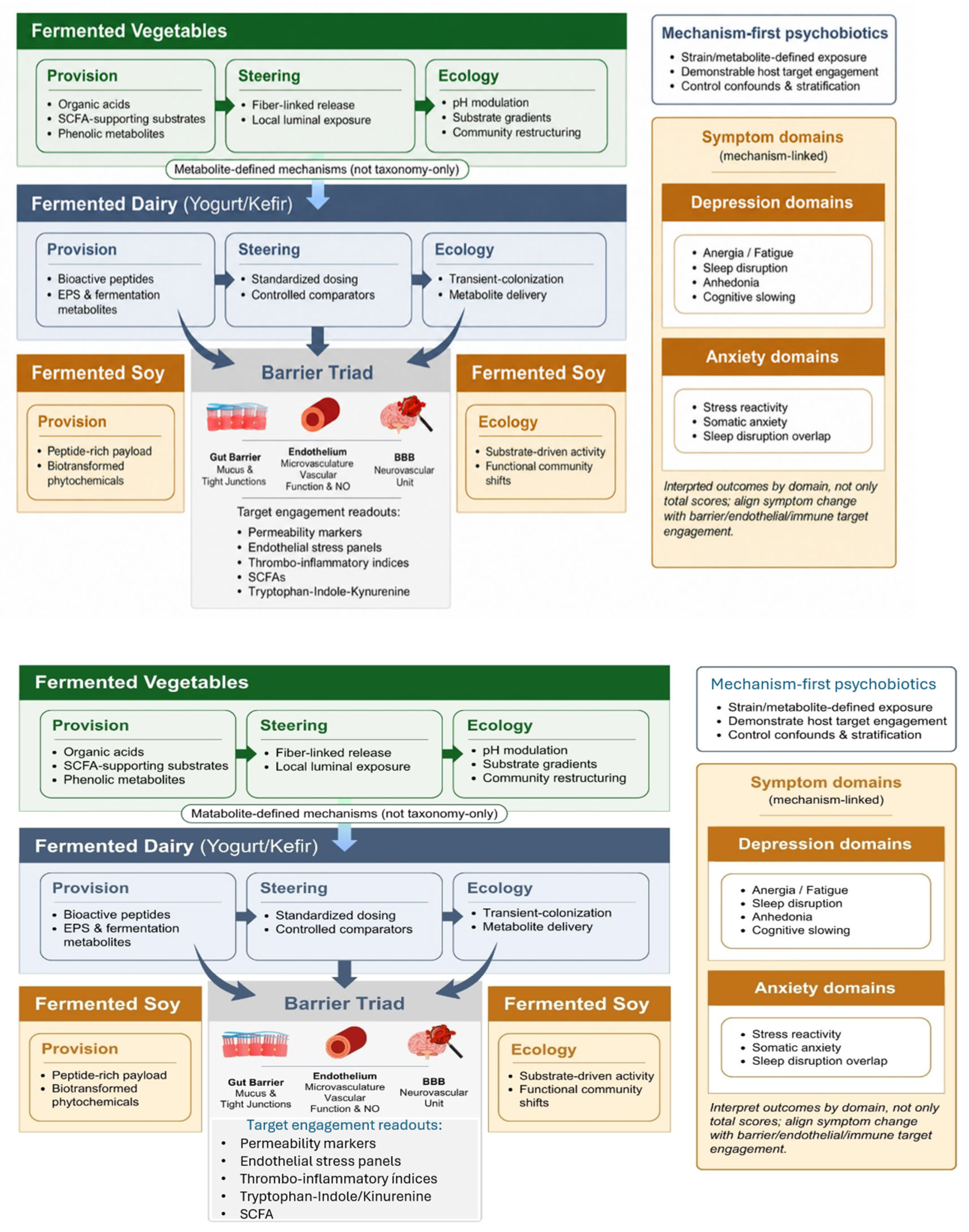 Mechanism-First Psychobiotics: Fermented Vegetables, Dairy, and